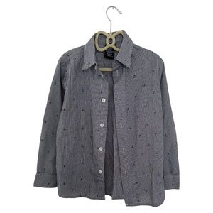 Nautical boy button down shirt long sleeve plaid size 7